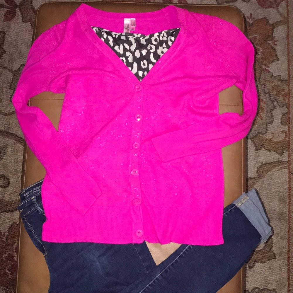 Dolled Up Brand, Hot Pink Cardigan, Size XL